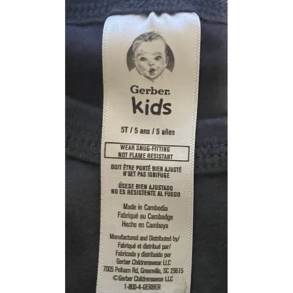 Gerber Kids Pajama Top 5T Dinosaur Sleepwear Cotton Gray Toddler Boy Clothing